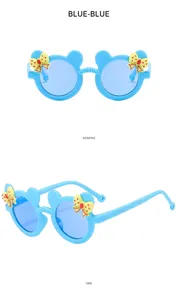 Kids cute bear ear round sunglasses with bow summer beach uv protection baby eyewear