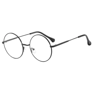 Nuevas Gafas de Marco Redondo de Metal Anti-Luz Azul Retro Marco Grande Gafas Planas para Mujeres Hombres Moda Gafas Ópticas Decorativas