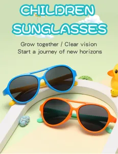 Kids lightweight silicone polarized sunglasses, UV protection, cute and stylish eyewear.