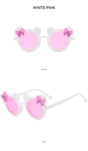 Cute kids bow sunglasses for summer beach outdoor wear white pink cute style eyewear 1pc