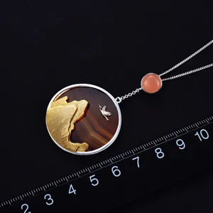 Collier coucher de soleil en argent sterling 925 design creatif bijoux pour femmes