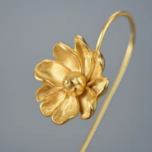 Elegant 925 sterling silver jasmine flower earrings for women, natural fresh style jewelry gift.