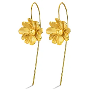 Elegant jasmine flower sterling silver hook earrings for women, natural fresh style jewelry.