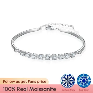 S925 sterling silver moissanite tennis bracelet sparkling half bangle adjustable chain jewelry