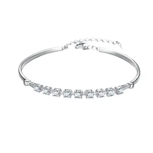 Luxury Moissanite Paved Diamond Bracelet Sterling Silver Bangle Women Jewelry Gift Main