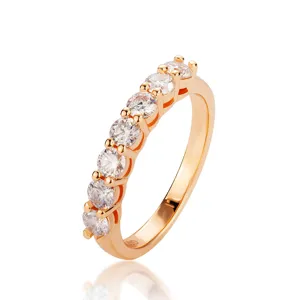 S925 Sterlingsilber Roségold vergoldet 7-Stein Moissanit Ring klassischer Ehering Schmuck