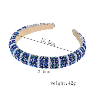 Barocker blauer Strass Perle Schwamm Haarreif modischer breiter Haarreif Damen Haarschmuck