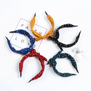 Korean Style Fabric Bowknot Headband Colorful Polka Dot Rabbit Ears Wide Brim Non-slip Hair Band Fashionable Sweet Hair Accessories For Women