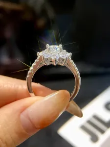 Moissanite Sonnenblume Ring 925 Silber Damen Verlobungsring Glänzender Modeschmuck