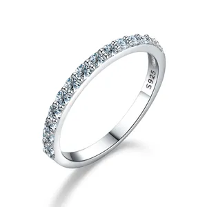 S925 Sterling Silber Moissanit Ring Für Damen Einreihiger Moissanit Eternity Ring Stapelbar Hochzeitsband Schmuck Mit GRA Zertifikat