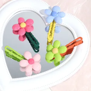 Pinza para el Cabello Dulce de Aleación y Resina Flor Color Dopamina Clip Lateral Horquilla Linda Moda para Niñas Diario