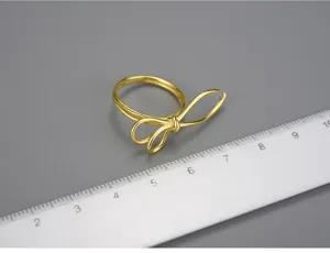 Bague nœud en argent 925 design de niche simple pour femmes, bague ouverte plaquée or.