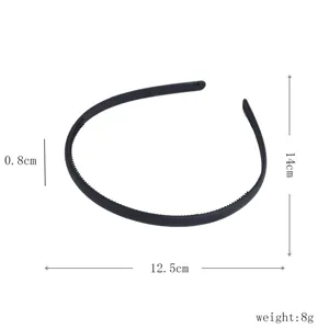 Matte black plastic headband with anti-slip teeth, slim design for women daily hair styling.