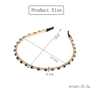 Gold pearl rhinestone hairband thin chain hair hoop sweet accessories size 15cm delicate