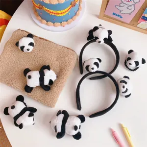 Cute panda plush hair accessories set cute animal headband hair clip brooches bag pendant toys