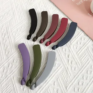 Stylish matte banana hair clips set, colorful simple hair accessories for daily wear.