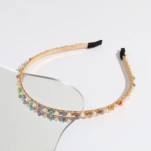 Korean style crystal pearl headband thin chain hair hoop sweet fashion hair accessories