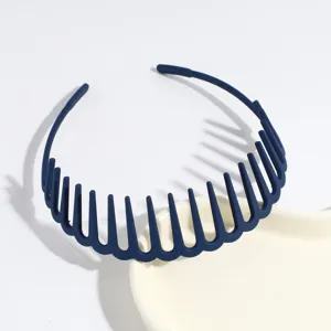 Dark blue multi-tooth non-slip headband, daily hair accessory for women and girls, simple style.