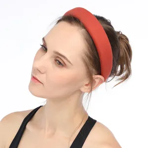 Women's wide velvet sponge headband solid color soft hair hoop casual daily hair accessories