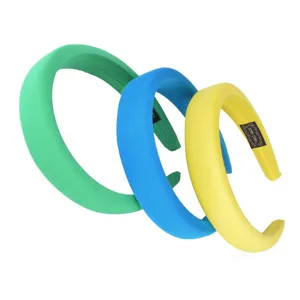 Colorful wide padded headbands set, soft fabric wrapped sponge hair hoops for women and girls.