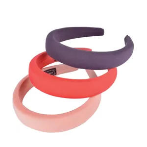3 pcs solid color velvet padded headbands, thick sponge hair hoops, women fashion hair accessories detail.