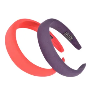 Wide sponge padded fabric hair hoop detail, soft solid color headband for women daily wear.