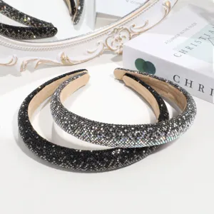 Kristall Strass gepolsterter Haarreif Barock glitzernder Haarschmuck Damen Mode Details