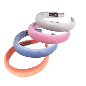 Comfortable wide velvet padded headbands set, colorful stylish hair hoops for women daily wear.