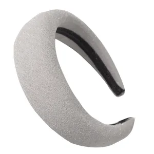 Serre-tête rembourré épais argenté en tissu pailleté, large bande de cheveux pour femmes et filles.