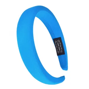 Solid color wide sponge headband for women, bright blue velvet hair hoop for daily fashion.