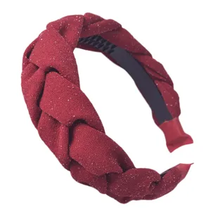 Weinrote Samt geflochtene Haarreif Detail, breite Kreuz Webart Haarspange Damen Accessoires.