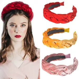 Damen Gold Samt Geflochten Haarreif Breit Überkreuzt Twist Knoten Haarband Weich Einfarbig Haarschmuck Für Alltag Dating Mode Kopfschmuck