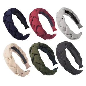 Samt geflochtenes Haarband für Damen breite einfarbige Haarreif Mode Accessoires.