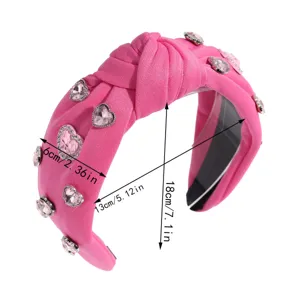 Serre-tête noué en strass rose large bandeau mignon pour accessoires de cheveux de mode