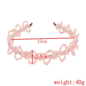 Diadema cristal estrass rosa estilo coreano vintage elegante accesorios para el cabello.