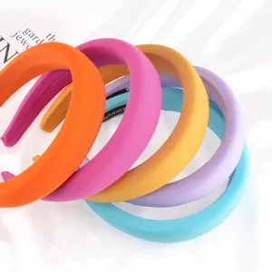 Colorful padded sponge headbands set, wide velvet hair hoops for women and daily fashion wear.