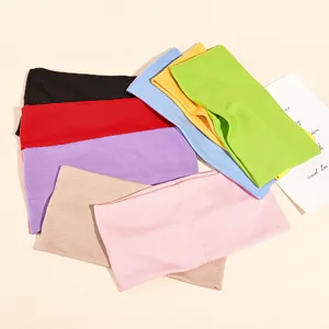 Fascia per Capelli a Maglia Tinta Unita Assorbimento Sudore Sport Fascia Larga Turban Elastico Yoga Trucco Fascia da Donna