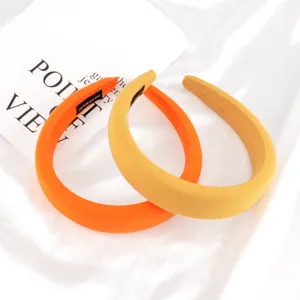 Plain wide sponge headband, soft fabric fuzzy hair hoop for women daily fashion hair accessories.