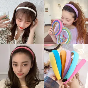 Korean Style Thin Sponge Headband Solid Color Cloth Wrapped Hair Hoop Fashion Hair Accessories For Women Face Washing