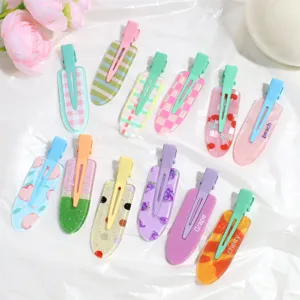 Fresh Summer Fruit Stripe Plaid Duckbill Hair Clip Sweet Cute Resin Acrylic Pattern Hair Accessories For Women Girls