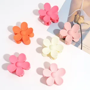 Macaron matte flower hair claw clip cute aesthetic hair accessories for women and girls daily wear