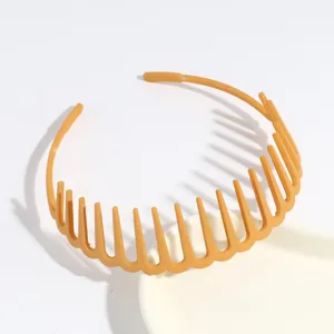 Yellow plastic teeth headband non-slip comb hair hoop daily casual hair accessory details