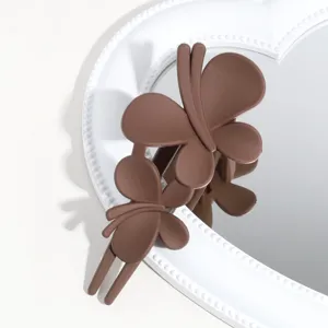 Matte brown butterfly hair claw clip elegant hair styling accessory for women daily wear 1pc