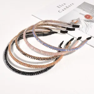 Korean style sparkling rhinestone crystal thin hair hoop sweet crystal headband for women