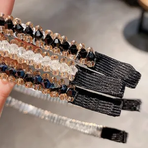 Korean style thin crystal beaded headband sparkle hair hoop sweet fairy hair accessory detail