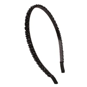 Korean style black crystal beaded thin headband elegant sparkling rhinestone hair hoop for women