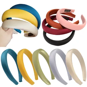 Serre-tête rembourré en satin uni style coréen accessoire de cheveux tendance pour femme