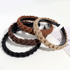 Diademas trenzadas elegantes en set colores otoño invierno, cintas de pelo cómodas con dientes.