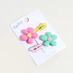 Juego de pinzas para el cabello floridas, clips laterales estilo dopamina para uso diario.