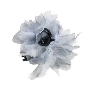 Large feather flower hair claw clip elegant gradient mesh hair accessories for women styling